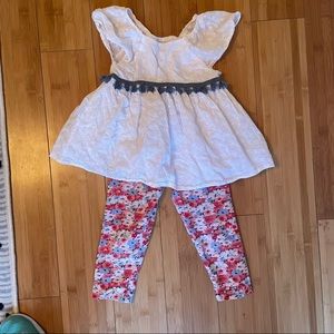 Girls spring sunmer outfit size 5 white eyelet leggings